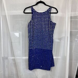 Parker Anthropologie 100% silk beaded colorblock mini dress cutout Small formal